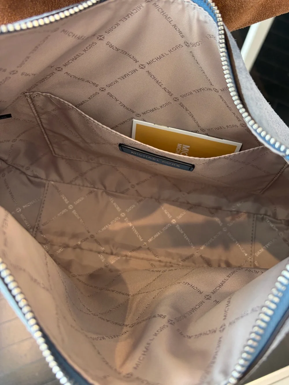 Michael Kors Dusty Blue Suede Shoulder Bag